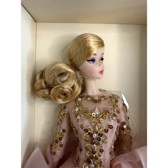 blush and gold cocktail dress barbie Gold Sequin Bow Back Dress – Lily Love Boutique main image 1